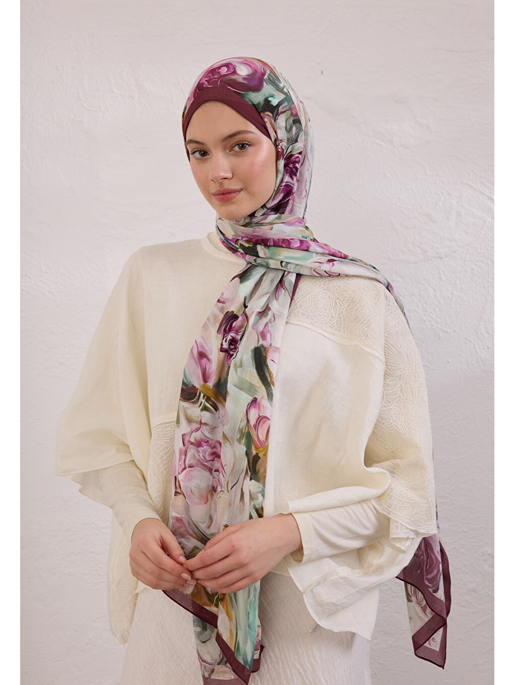 Nerıssa Desen Rami Şal Mürdüm-1