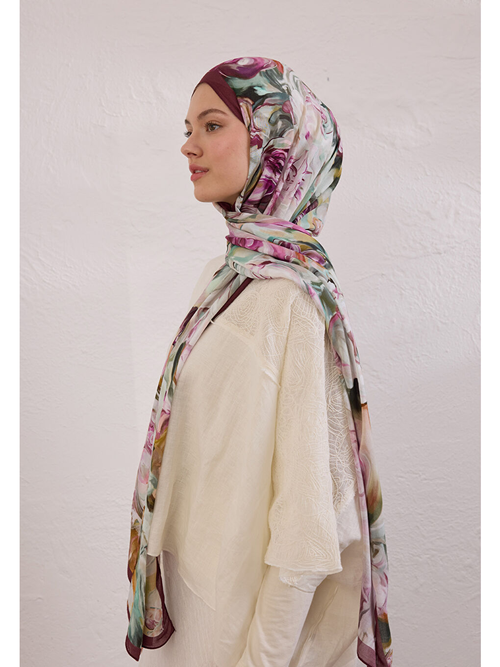 Nerıssa Desen Rami Şal Mürdüm-2