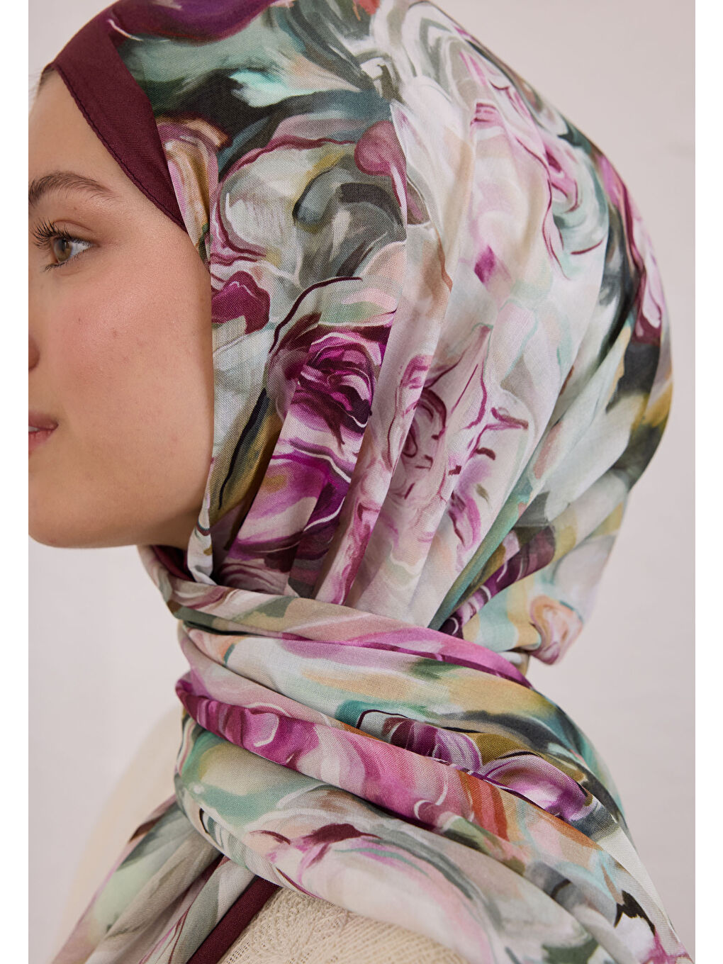 Nerıssa Desen Rami Şal Mürdüm-3