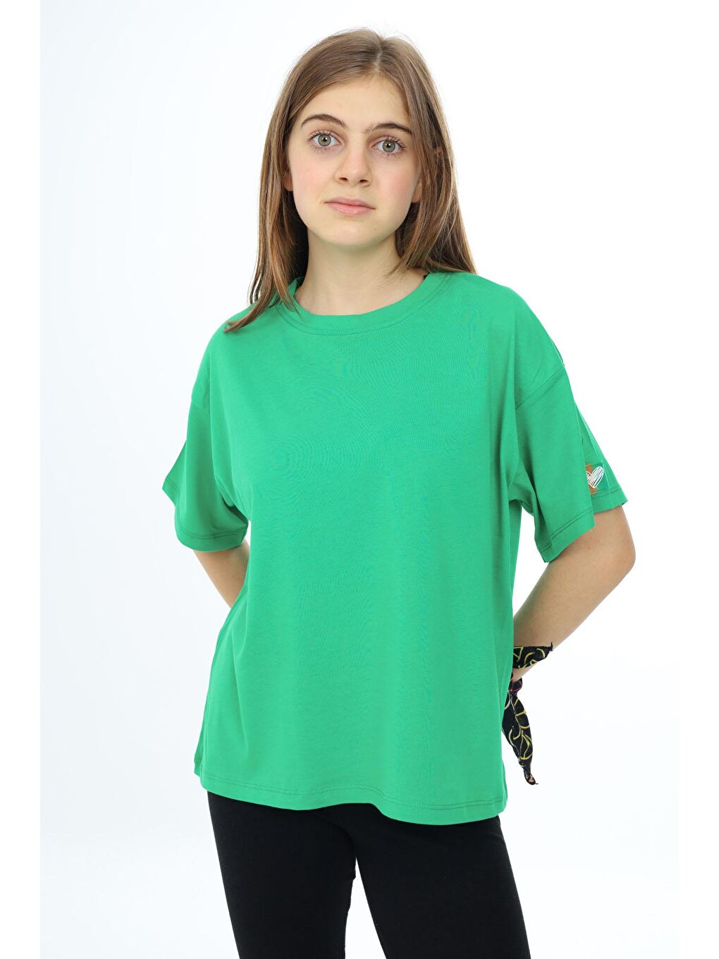 Yeşil Kısa Kollu Basic Kız Çocuk Tişört