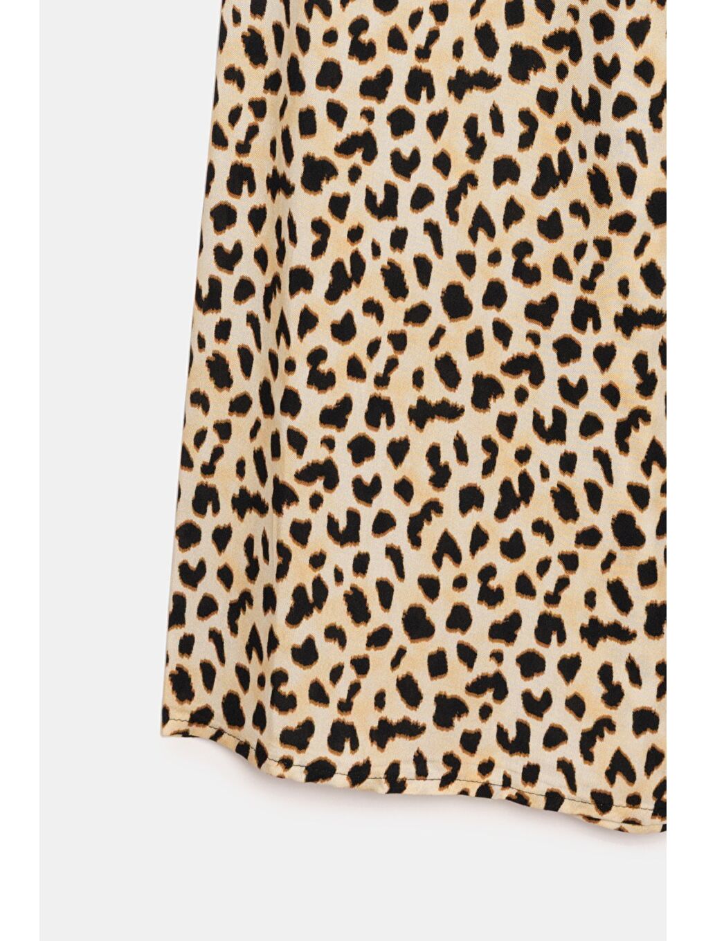 Siyah Leopar Desenli Kadın Desenli Beli Lastikli Bağlamalı Bol Paça Dokuma Pantolon - Viskon-3