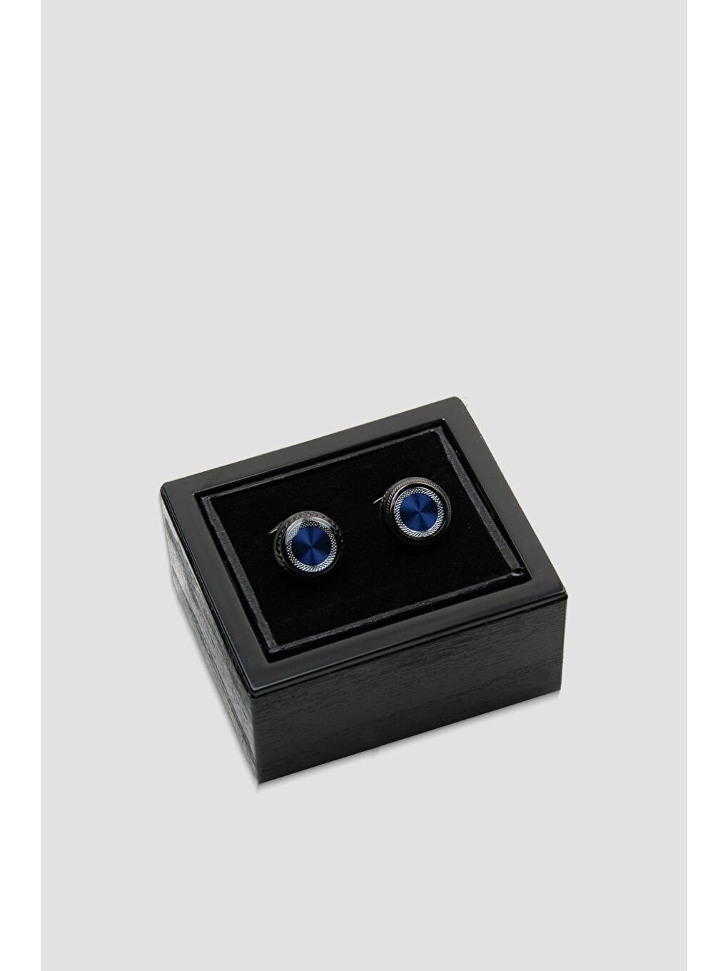 98507 Silver Lacivert Erkek Kol Düğmesi