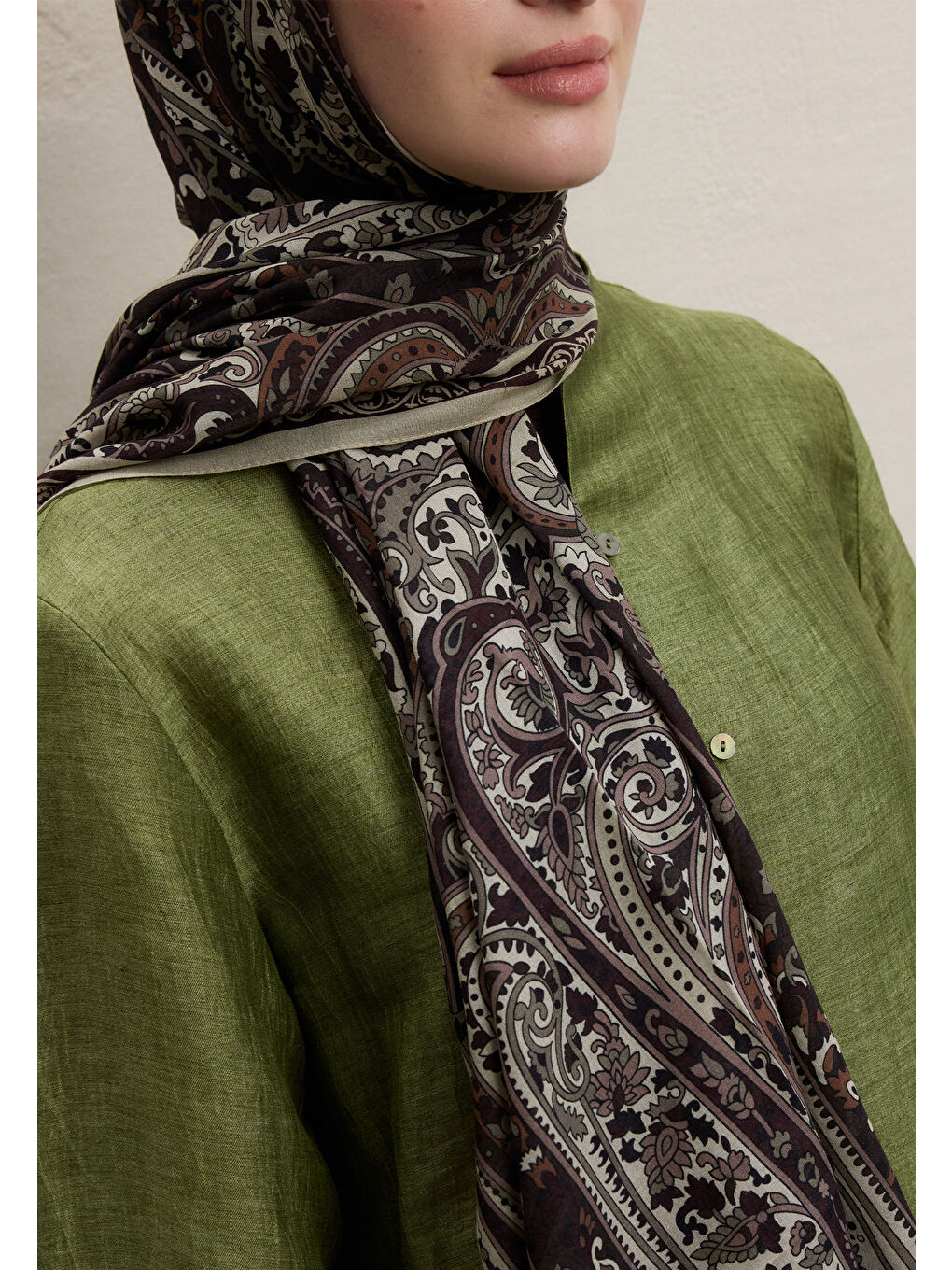 Kahverengi Zaıra Desen Şal Kahve-1