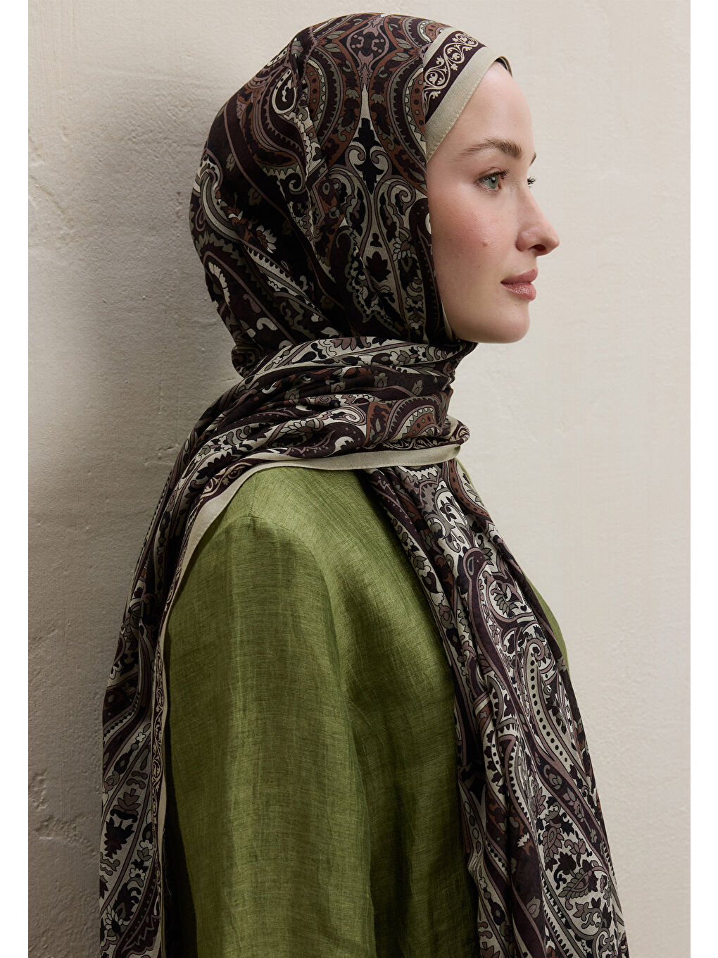 Kahverengi Zaıra Desen Şal Kahve-3