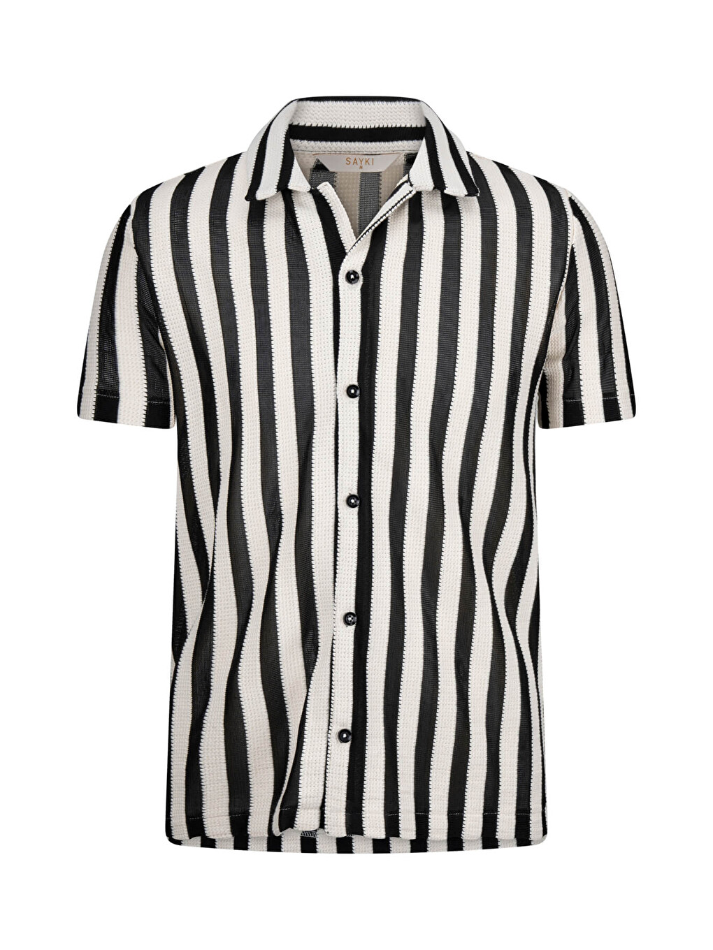 Ekru Çizgili Regular Fit Polo Yaka-1
