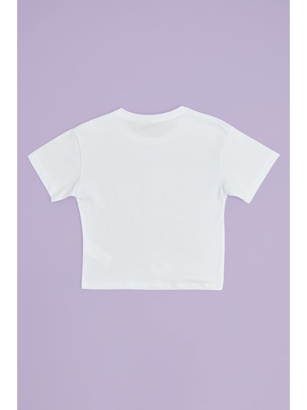 Beyaz Love Every Tıme Baskılı Kız Çocuk Crop Tişört-1