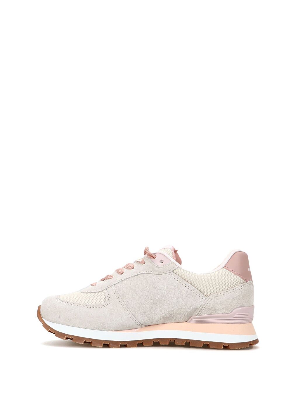 Pembe Peru Hakiki Deri Pudra Kadın Spor Ayakkabı-3