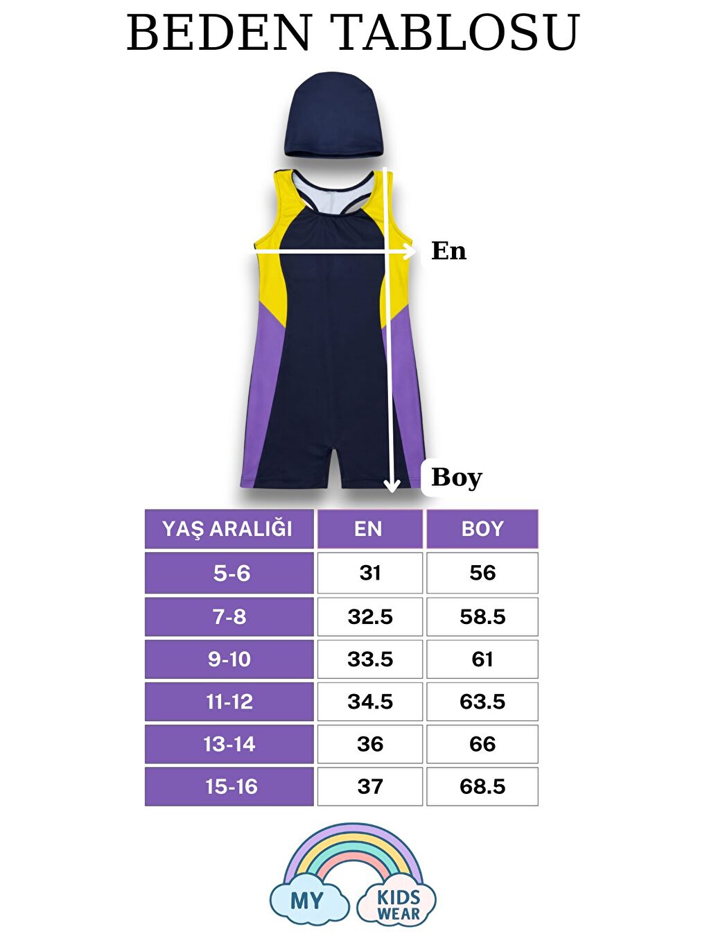 Lacivert Kız Çocuk Deniz Yüzücü Mayoları 5-16 Yaş 12601-1