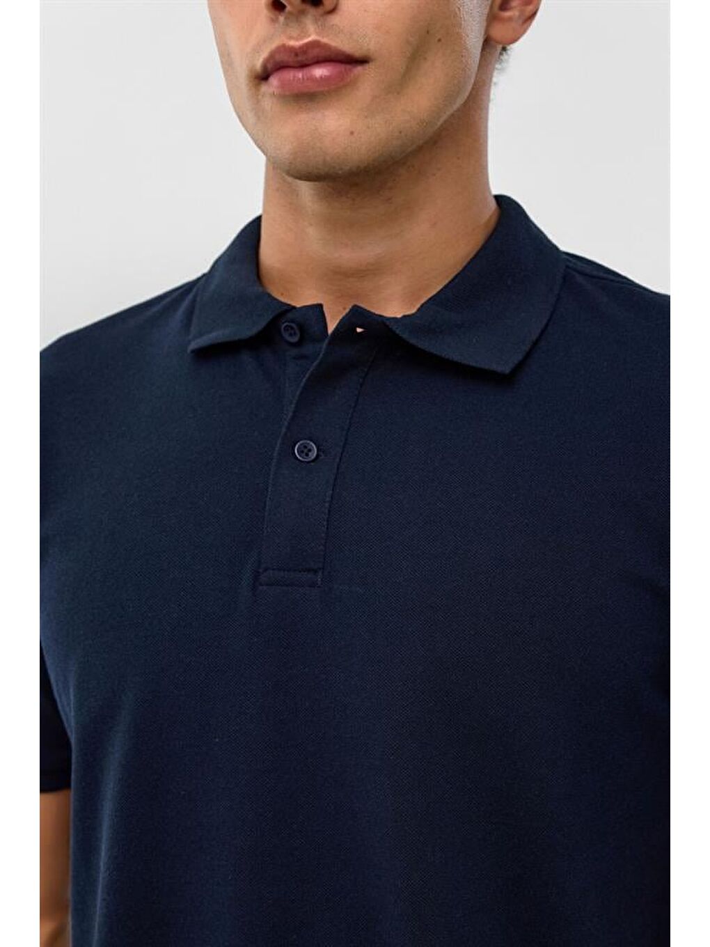 Lacivert Regular Armürlü Polo Yaka Tişört-2