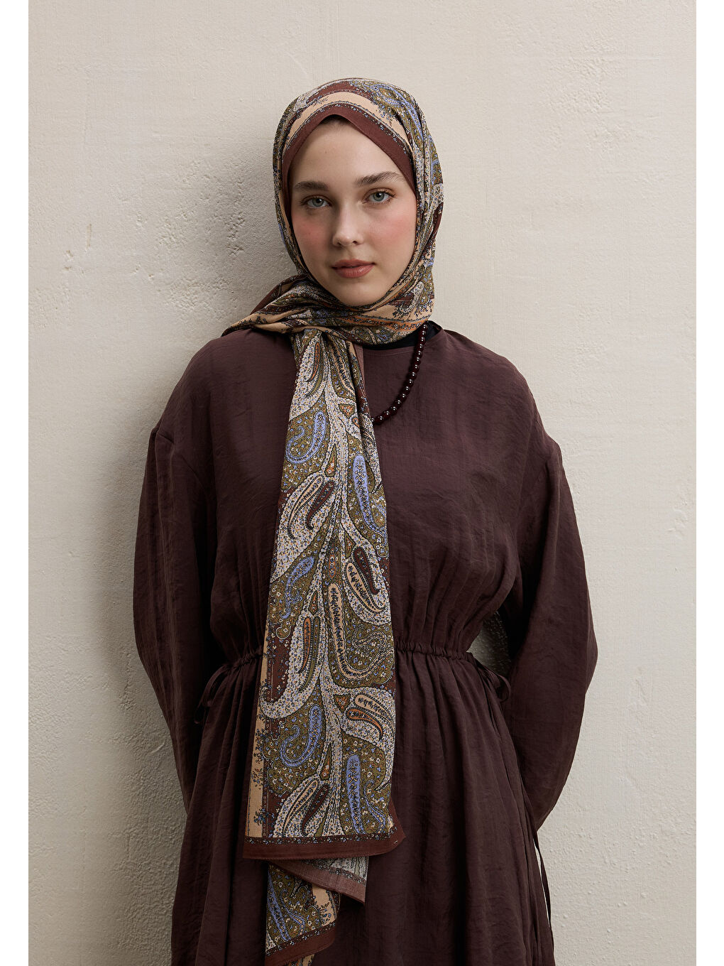 Turuncu Paısley Elegance Desen Şal Bakır