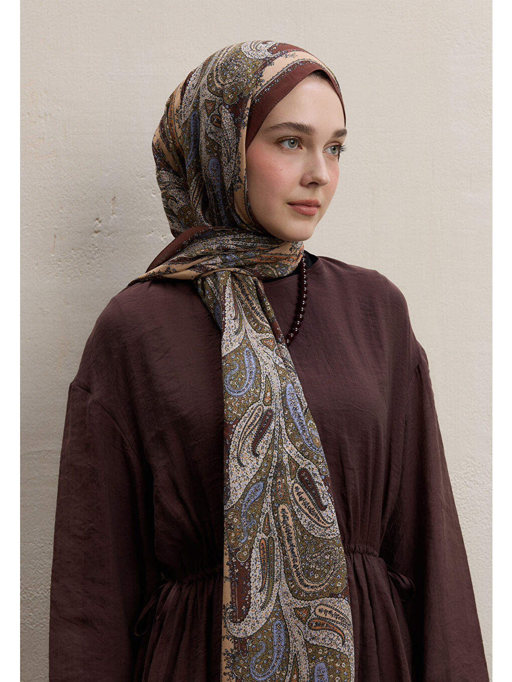 Turuncu Paısley Elegance Desen Şal Bakır-1