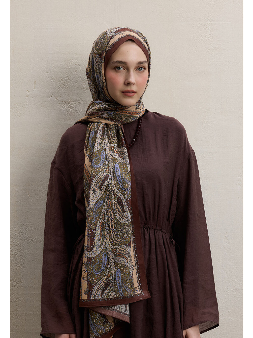 Turuncu Paısley Elegance Desen Şal Bakır-2