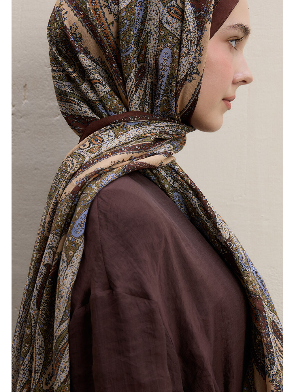 Turuncu Paısley Elegance Desen Şal Bakır-3