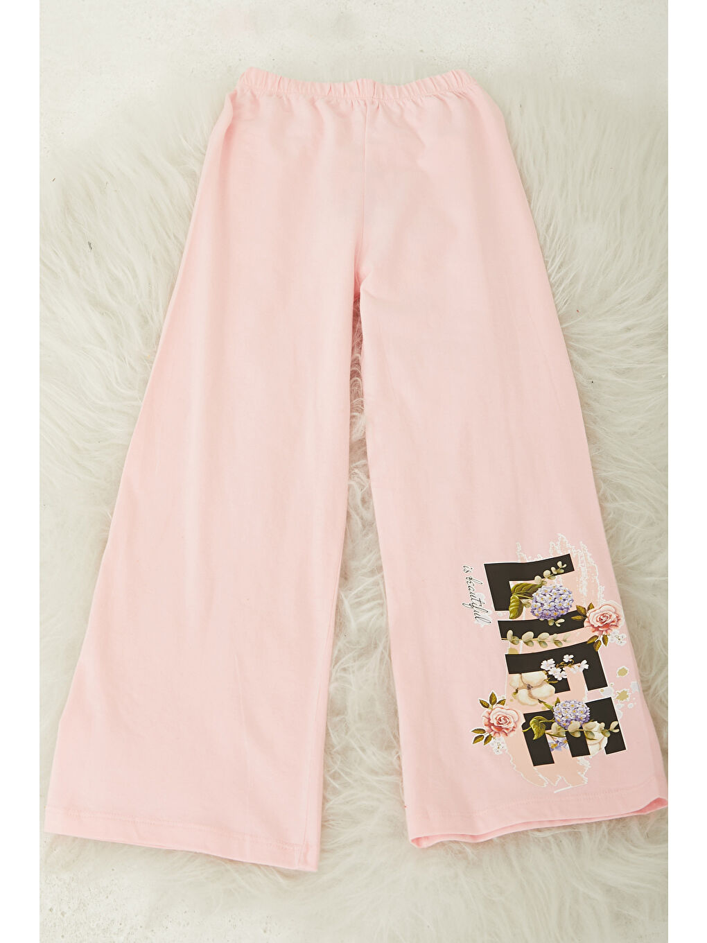Kız Çocuk Pembe Baskılı Pijama Altı - 26090