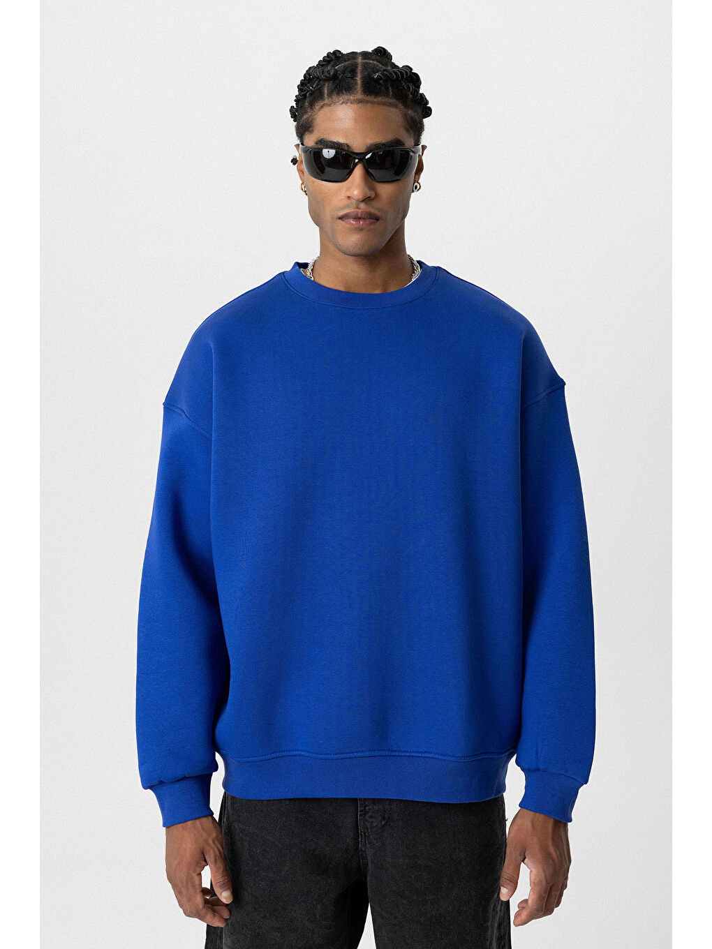 VAMOSCLO Saks Basic Oversize Bisiklet Yaka Erkek Sweatshirt - 1