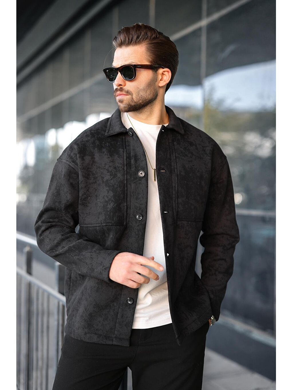 Siyah İçi Polarlı Gömlek Ceket E6767-1