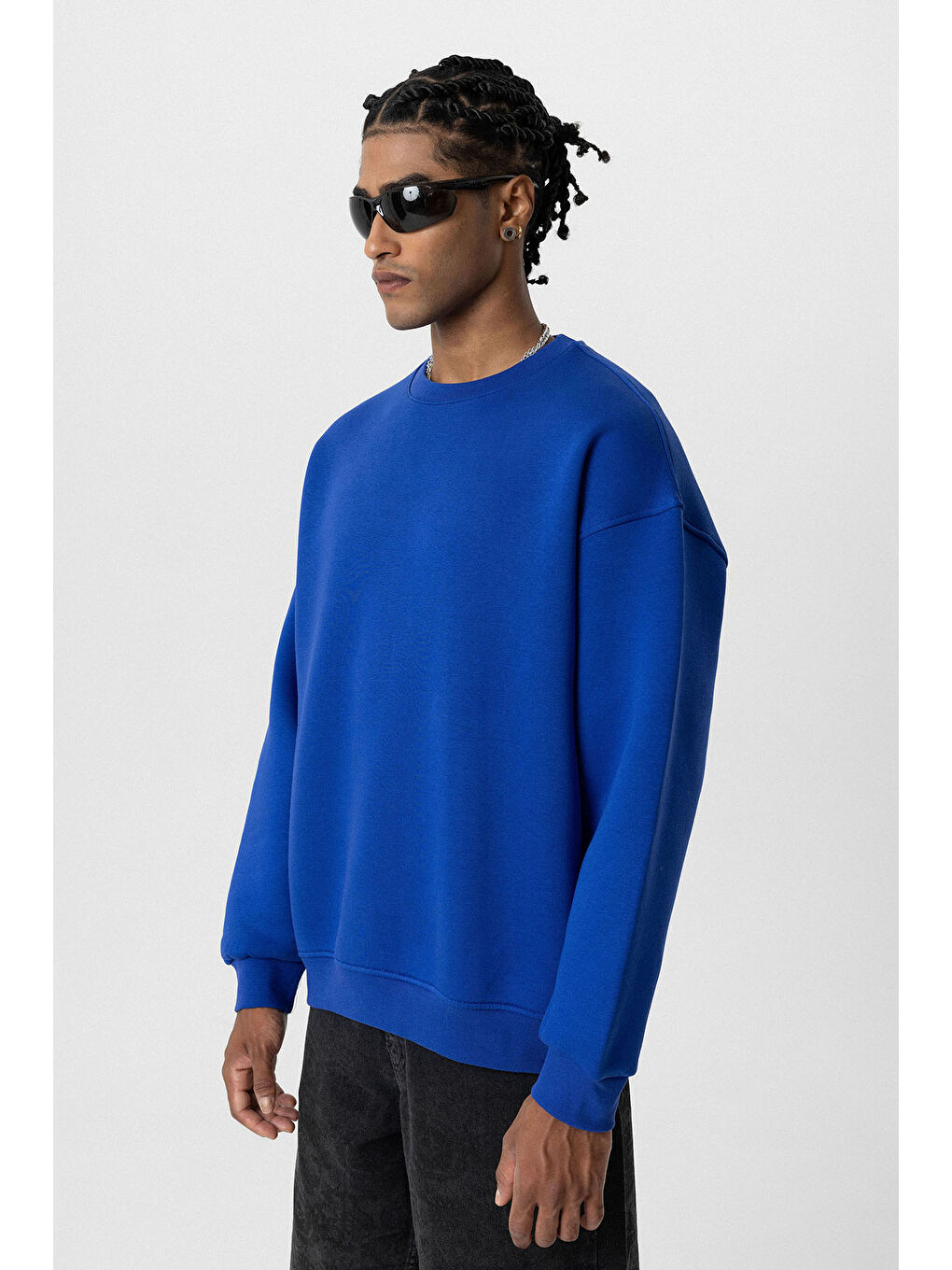 VAMOSCLO Saks Basic Oversize Bisiklet Yaka Erkek Sweatshirt - 2