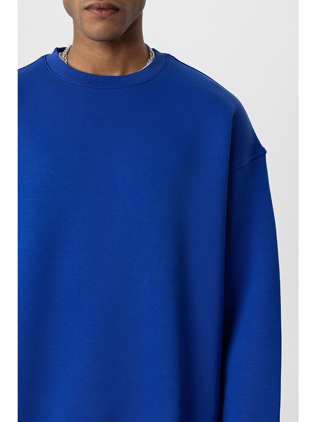 VAMOSCLO Saks Basic Oversize Bisiklet Yaka Erkek Sweatshirt - 4