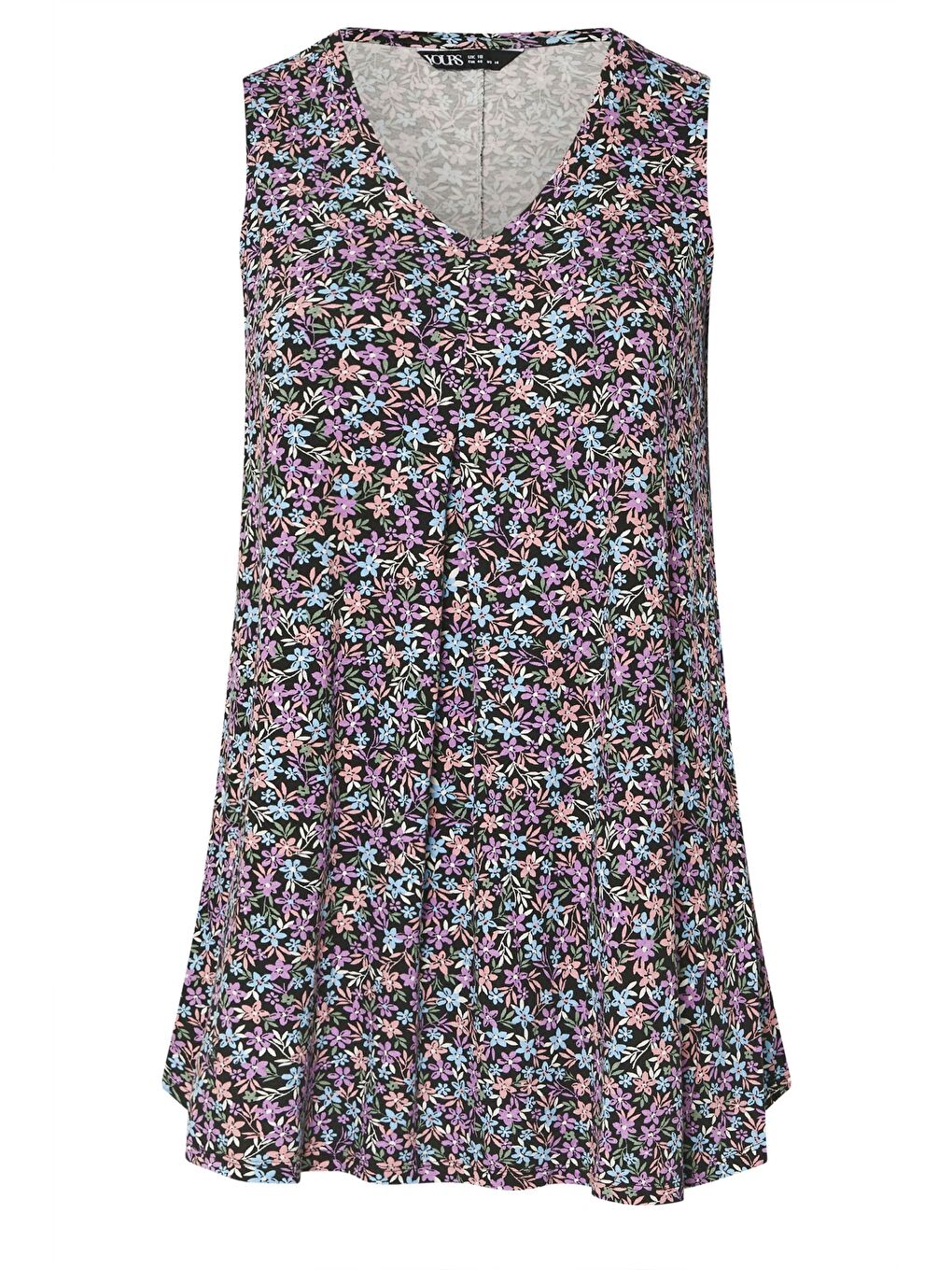 Karışık Büyük Beden Sıfır Kol V Yaka Çiçek Desenli Eteği Bollaşan Bluz 303420-5