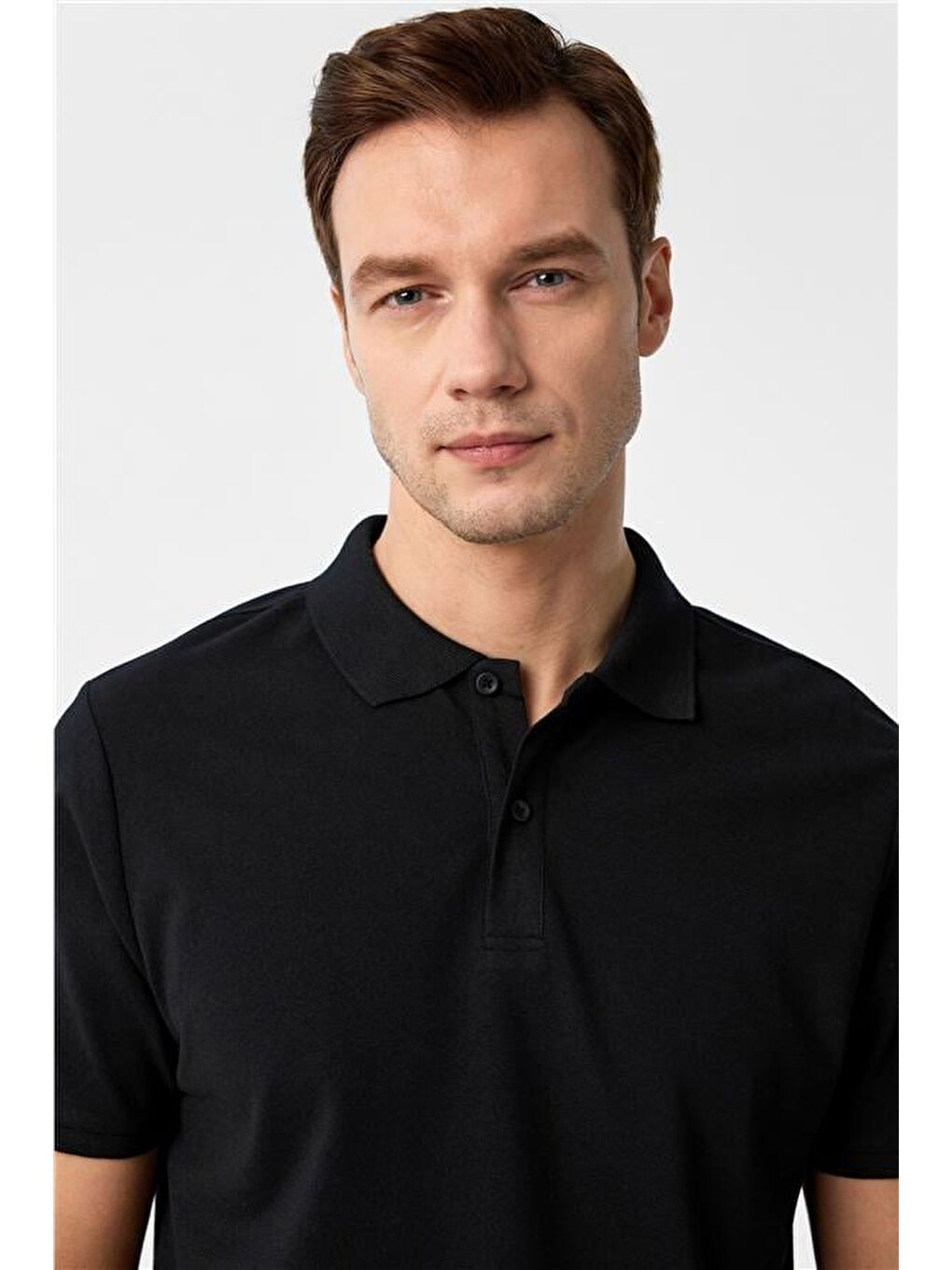 Siyah Regular Armürlü Polo Yaka Tişört-2