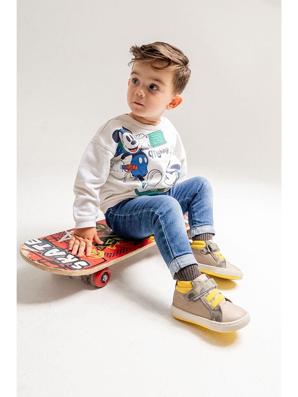 Erkek Bebek Gri Hakiki Deri Suya Dayanıklı Anatomik İlk Adım Bot