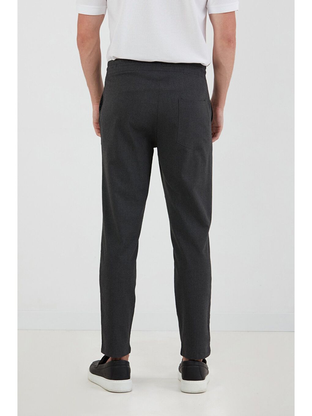 Antrasit Beli Bağlamalı Jogger Kumaş Pantolon-3