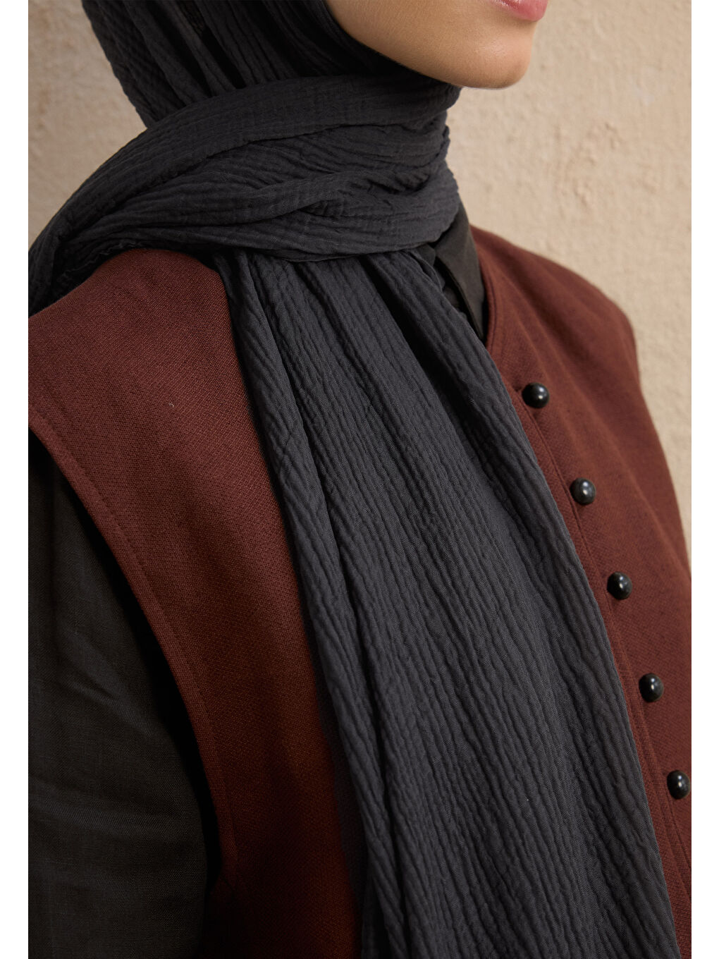 Gri Modal Krinkıl Şal Füme-3