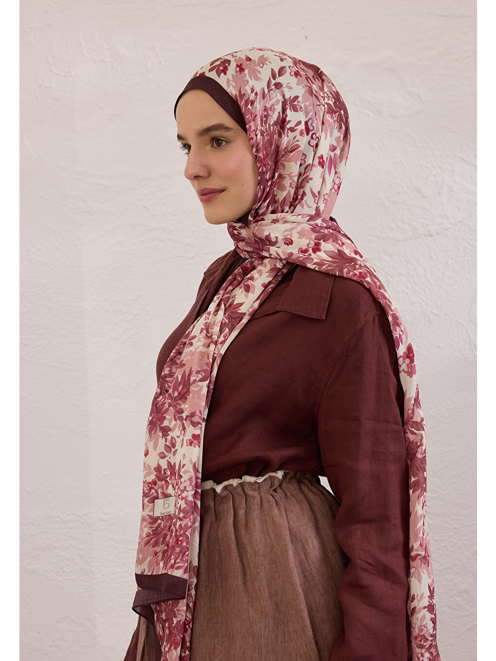 Pembe Emmett Desen Rami Şal Gül Kurusu-1