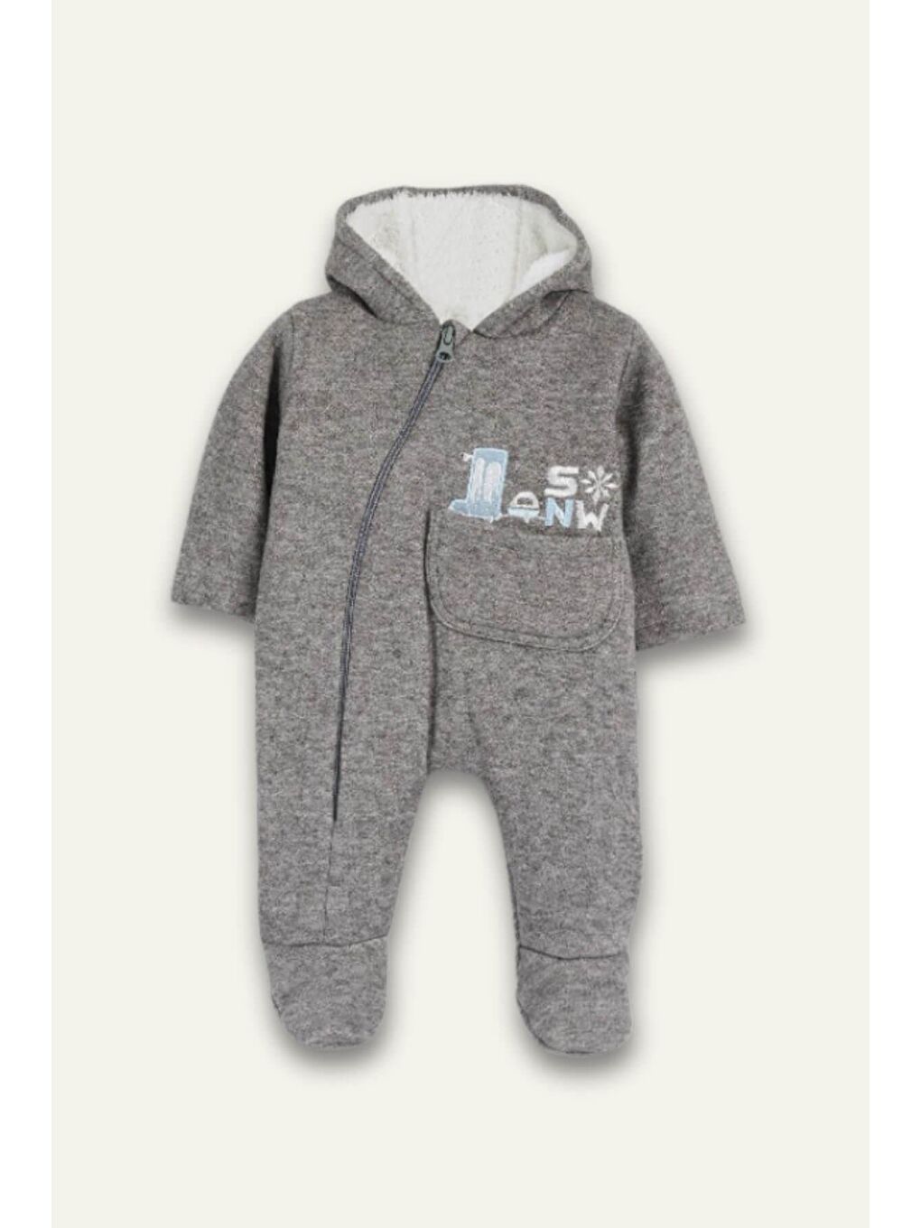 Erkek Bebek İçi Pelüş Tulum - Gri