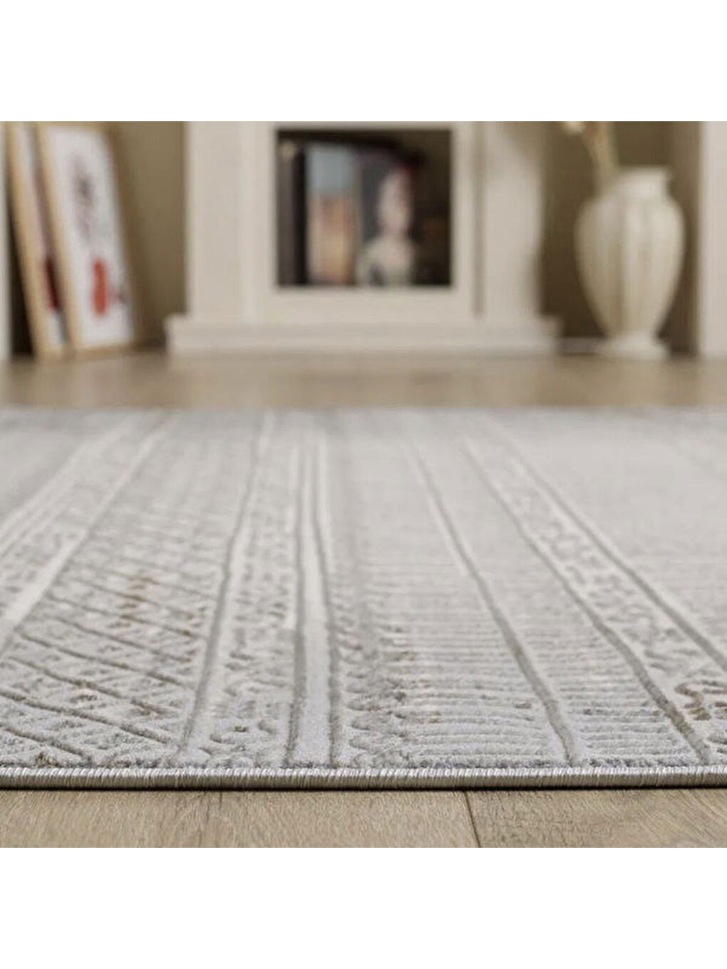 London Ribbon Tozumaz Antialerjik Halı - Gri - 120x180 cm-1