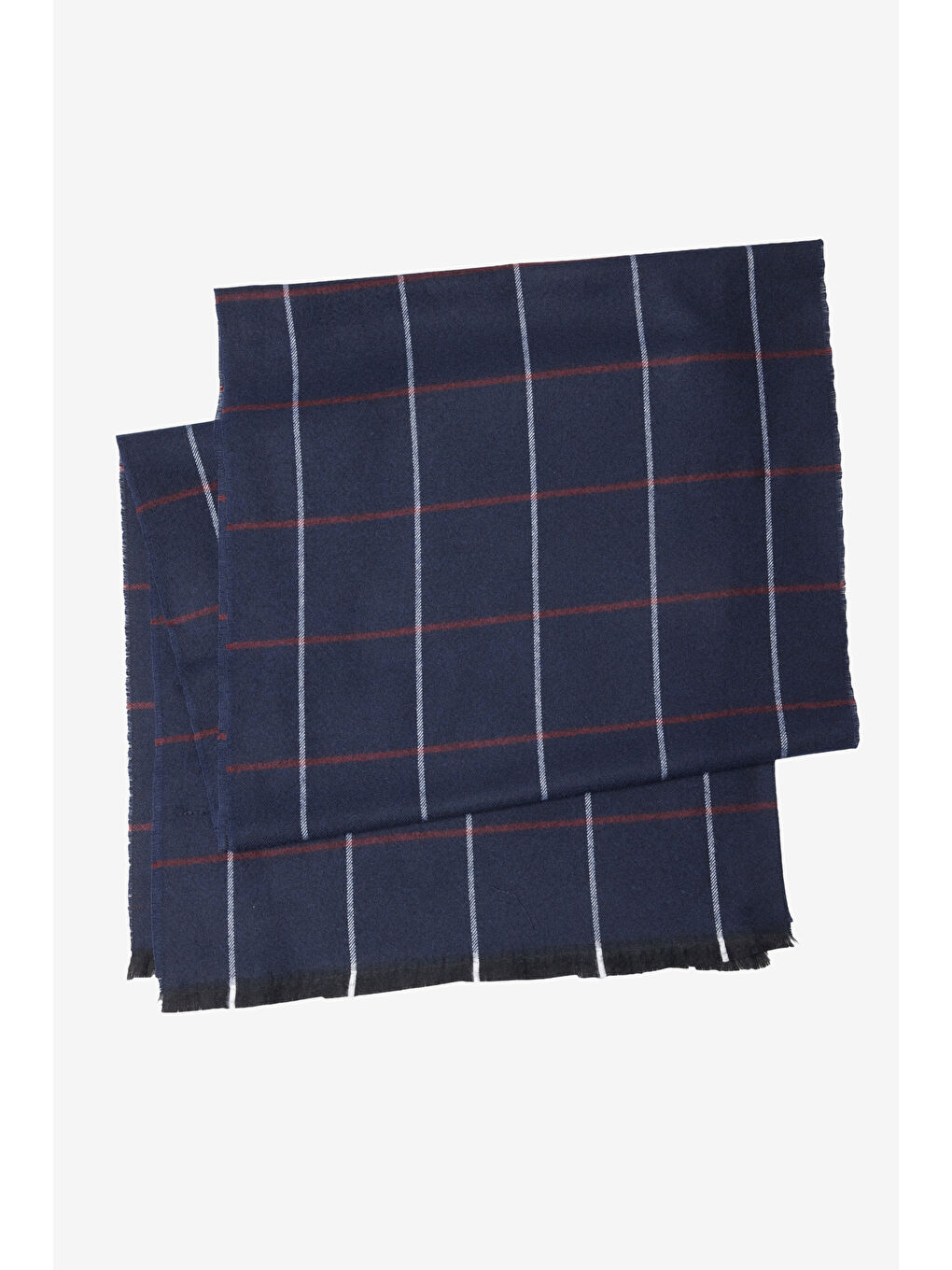 Erkek Bordo-Lacivert Desenli Standart Fit Atkı-1