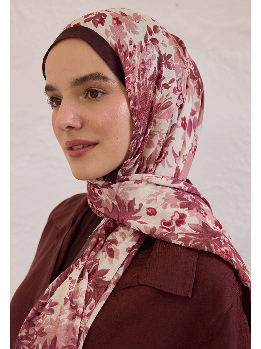 Pembe Emmett Desen Rami Şal Gül Kurusu-3