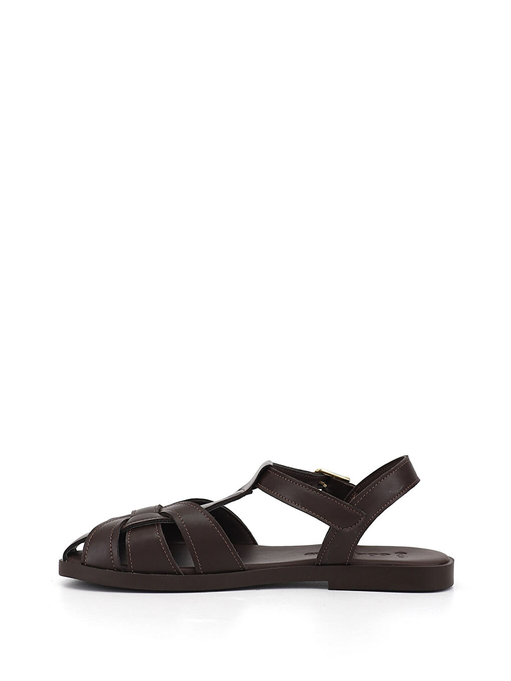 Kahverengi Kadın KAHVERENGİ Cırt Bantlı Burnu Kapalı Sandalet-3