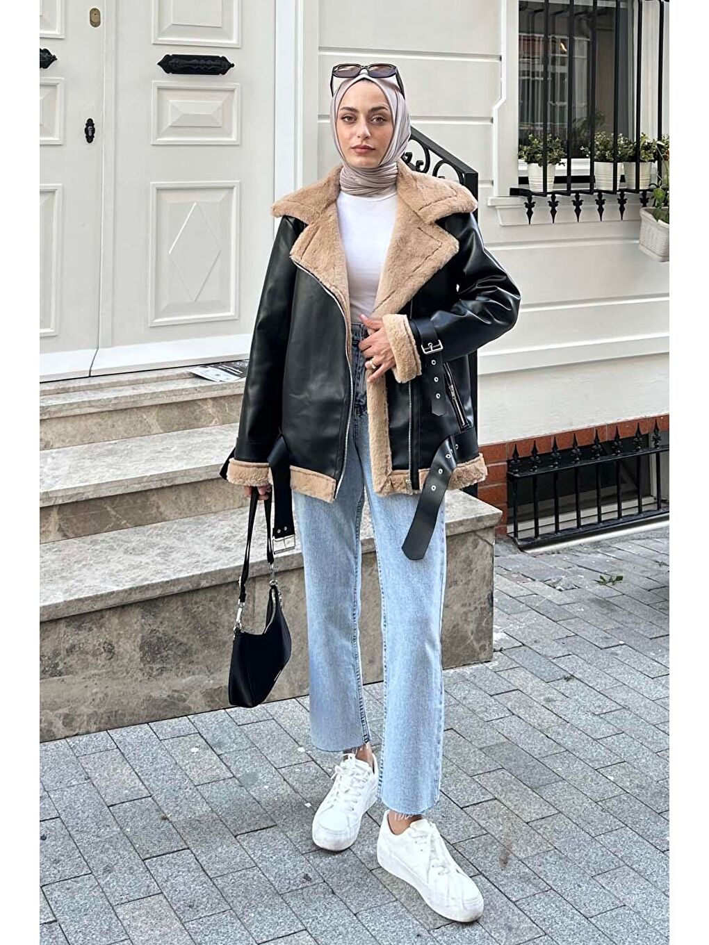 Süet Düğmeli Mont Siyah Kahverengi