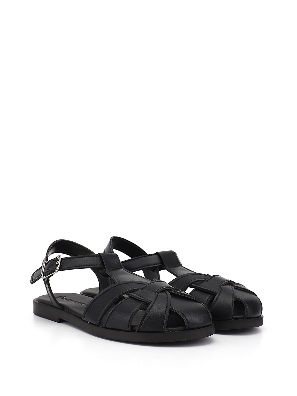 Siyah Kadın SİYAH Cırt Bantlı Burnu Kapalı Sandalet-1