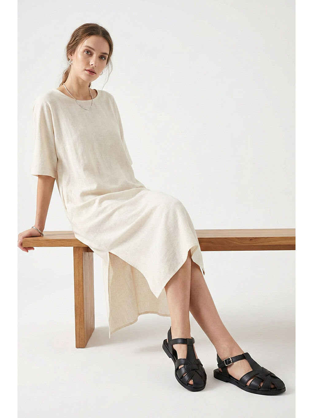 Siyah Kadın SİYAH Cırt Bantlı Burnu Kapalı Sandalet-2