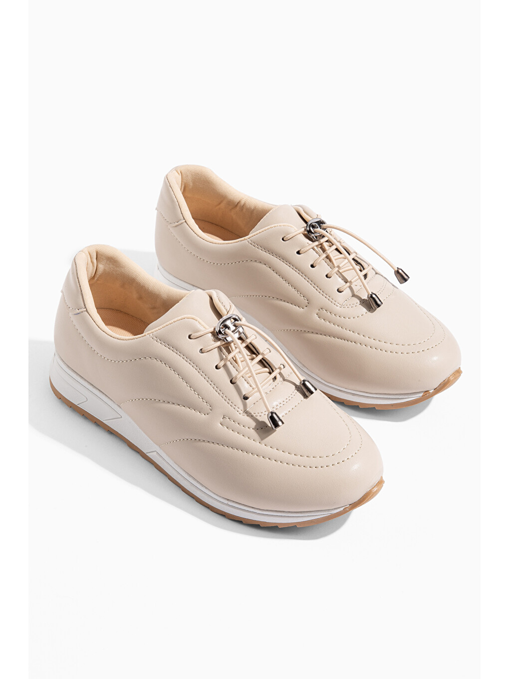 Bej Nirvana Günlük Ortopedik Kadın Sneaker Spor Ayakkabı-2