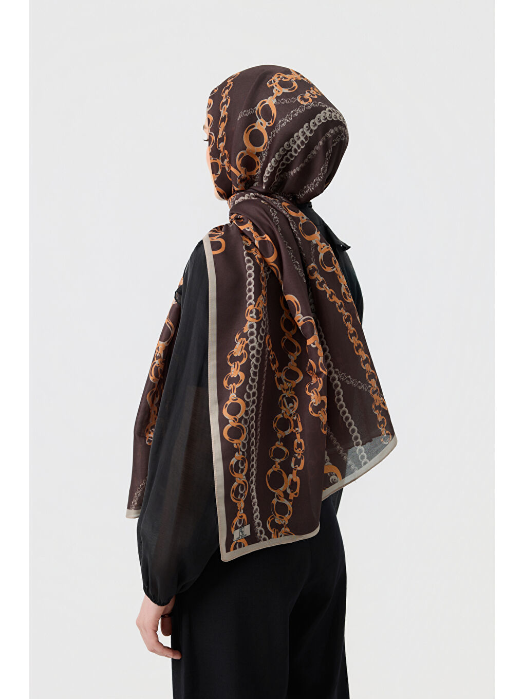 Kahverengi Pamuk Twill Şal Loop Line Acı Kahve-4
