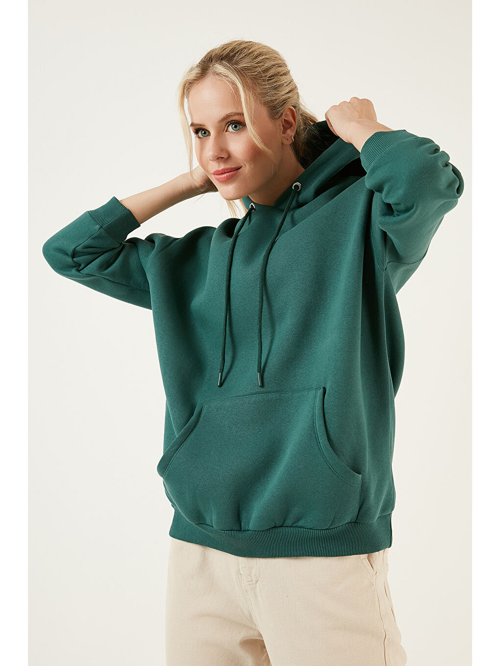 Kahverengi Regular Fit Pamuklu Kapüşonlu Yaka Şardonlu Kışlık 2'li Paket Sweat 5863854S2-2