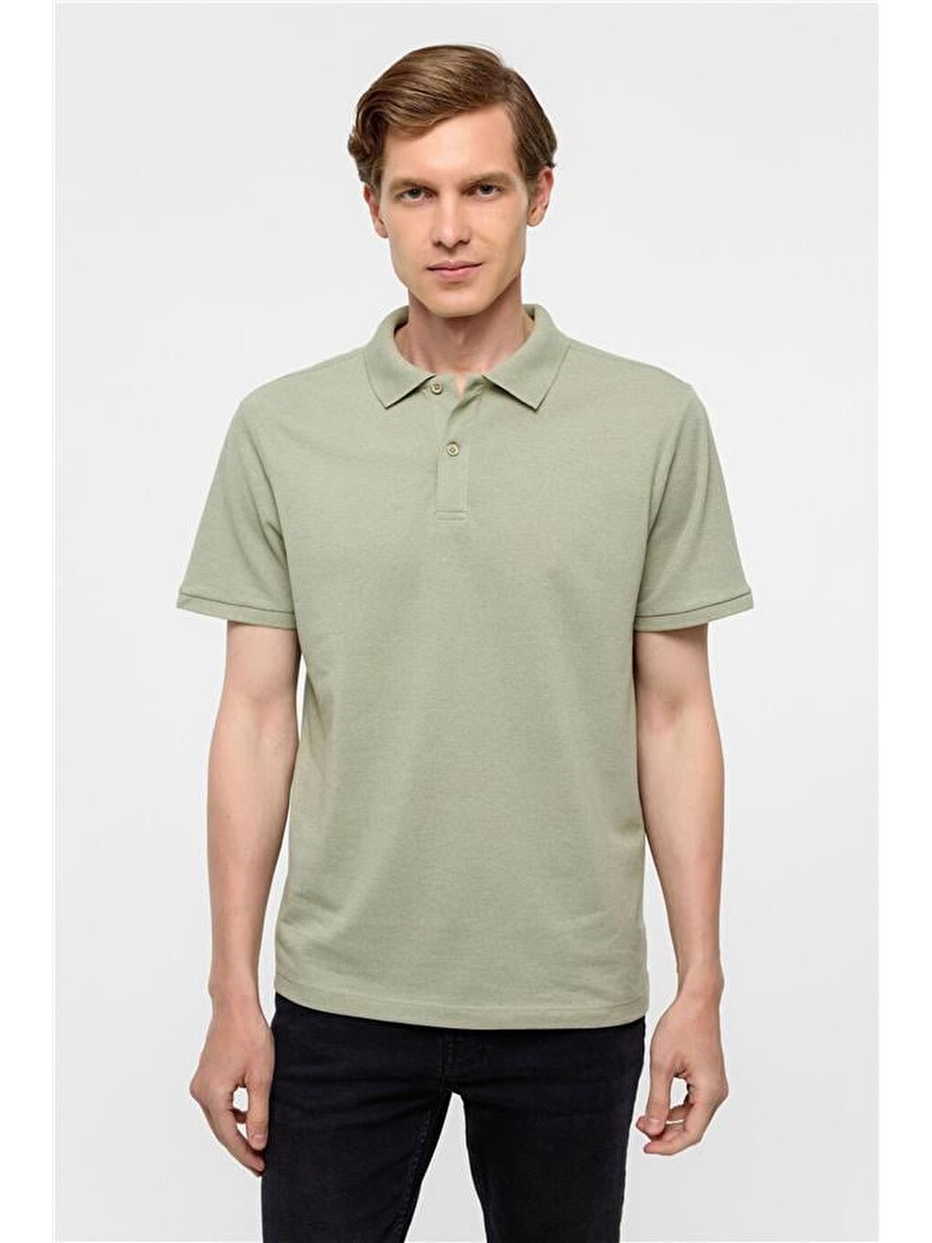 Haki Regular Armürlü Polo Yaka Tişört