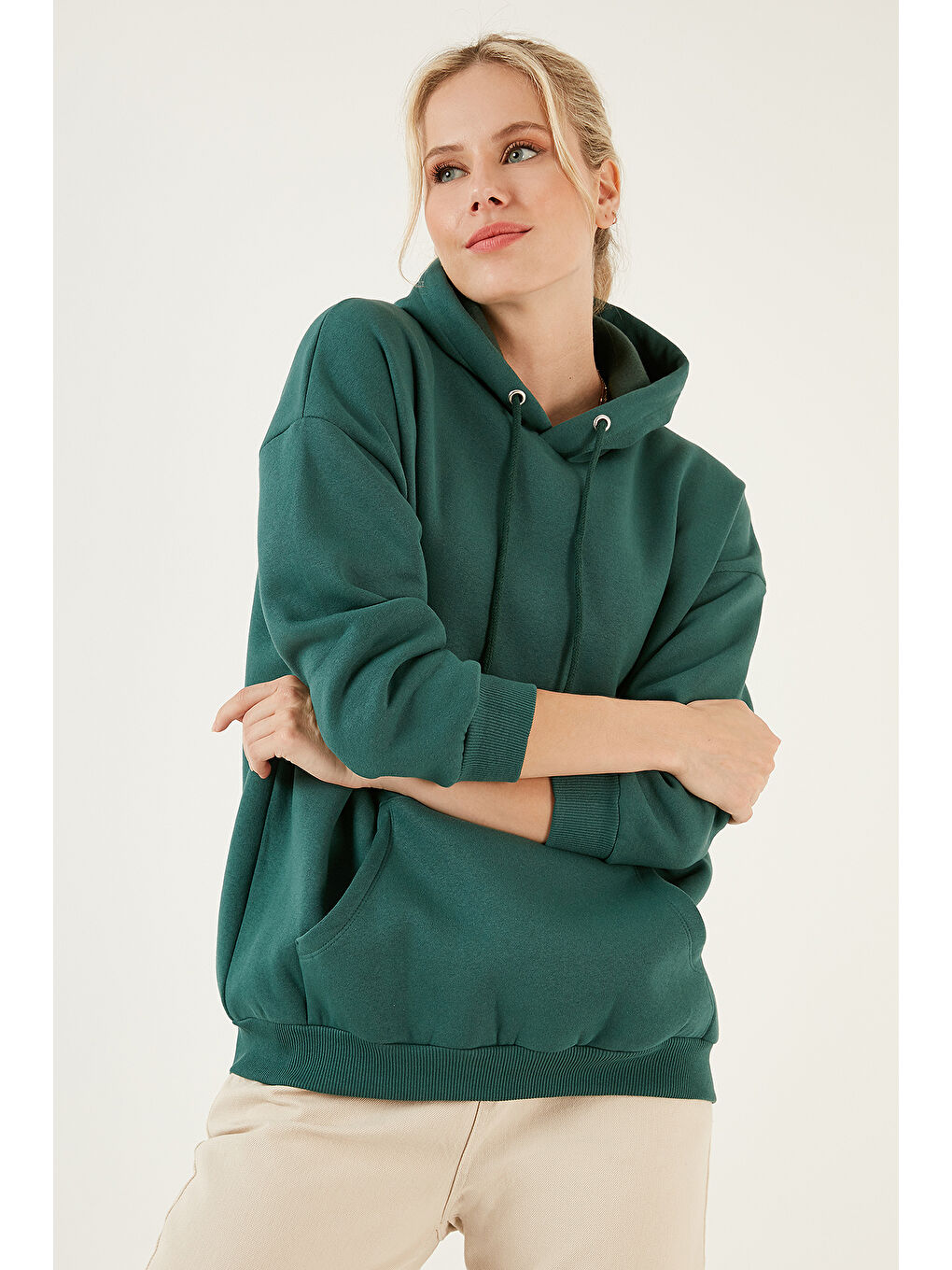 Kahverengi Regular Fit Pamuklu Kapüşonlu Yaka Şardonlu Kışlık 2'li Paket Sweat 5863854S2-3