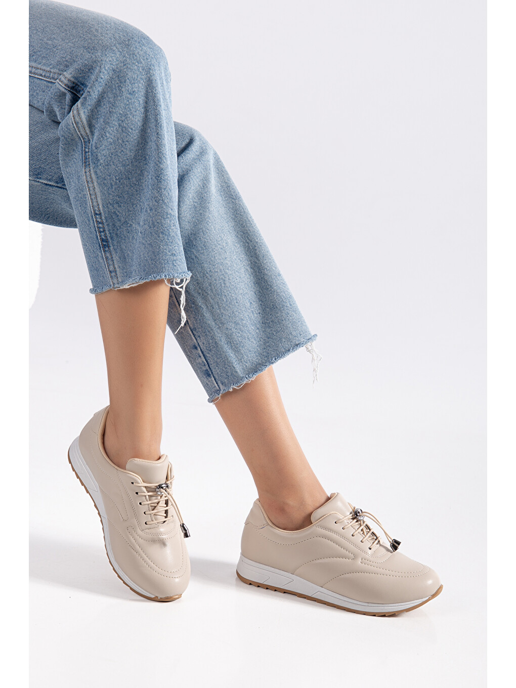 Bej Nirvana Günlük Ortopedik Kadın Sneaker Spor Ayakkabı-4