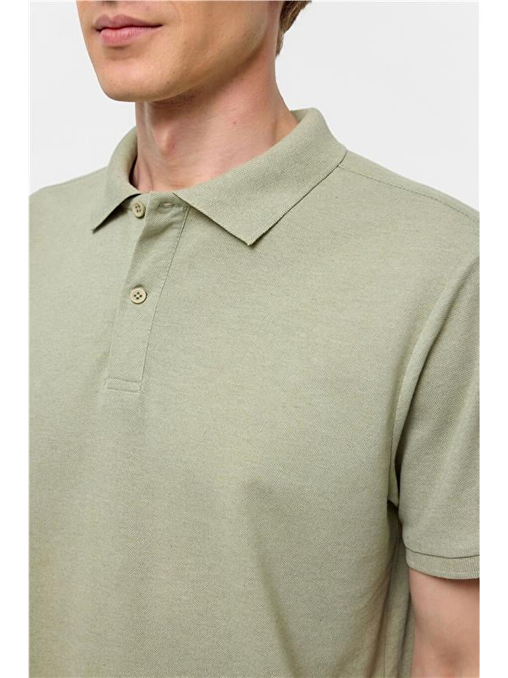 Haki Regular Armürlü Polo Yaka Tişört-3