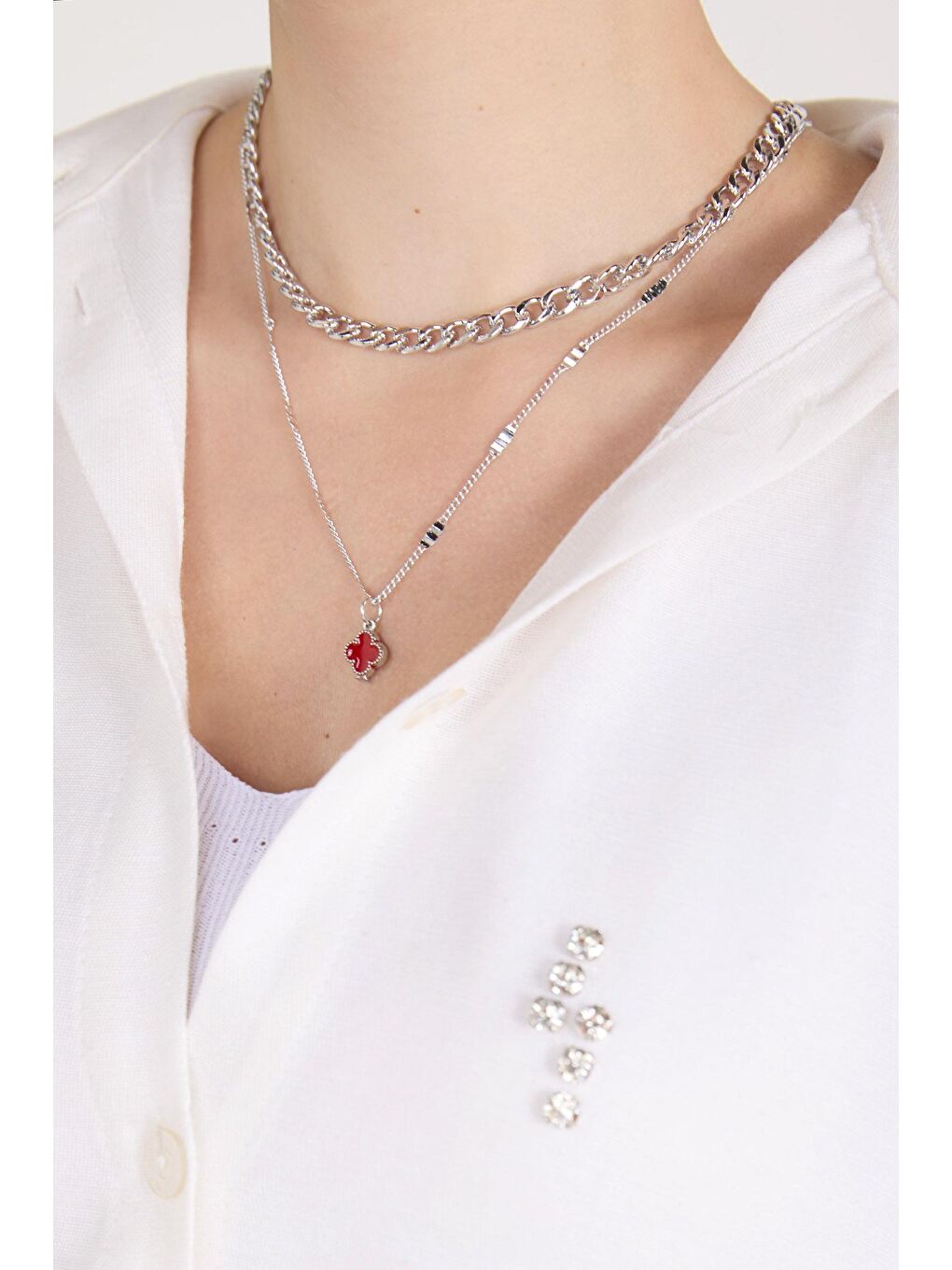 Kadın Kırmızı Kolye - 23251-1
