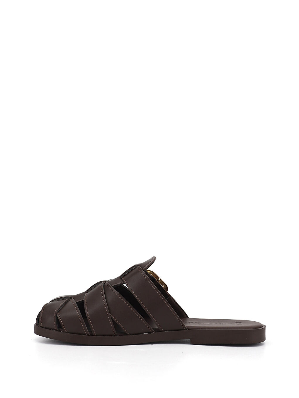 Kahverengi Kadın KAHVERENGİ Bantlı Burnu Kapalı Terlik-3