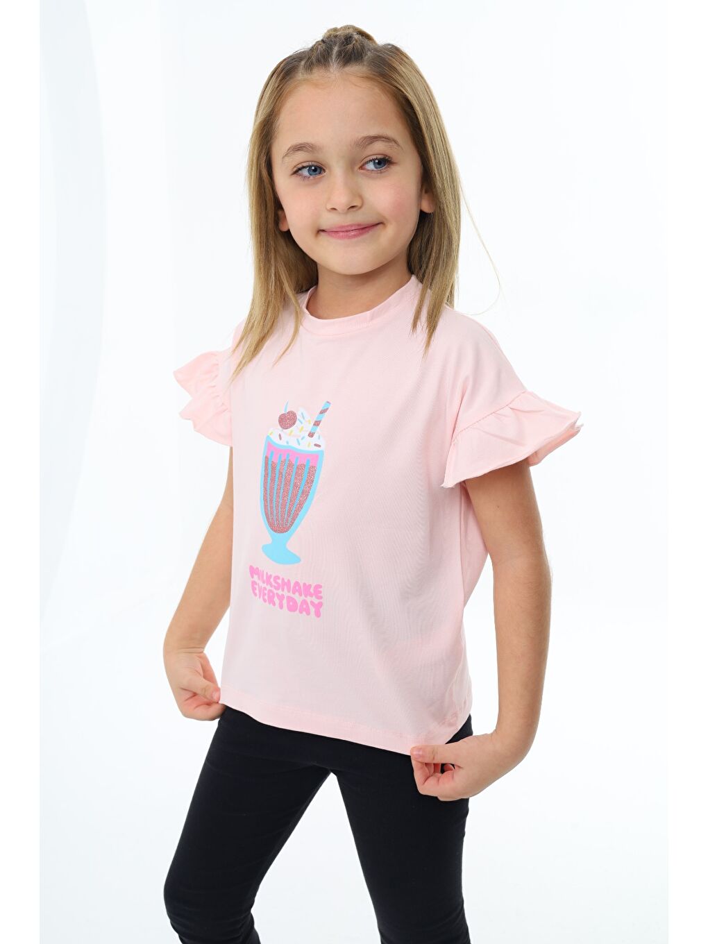 Pembe Kız Çocuk Baskılı Tişört