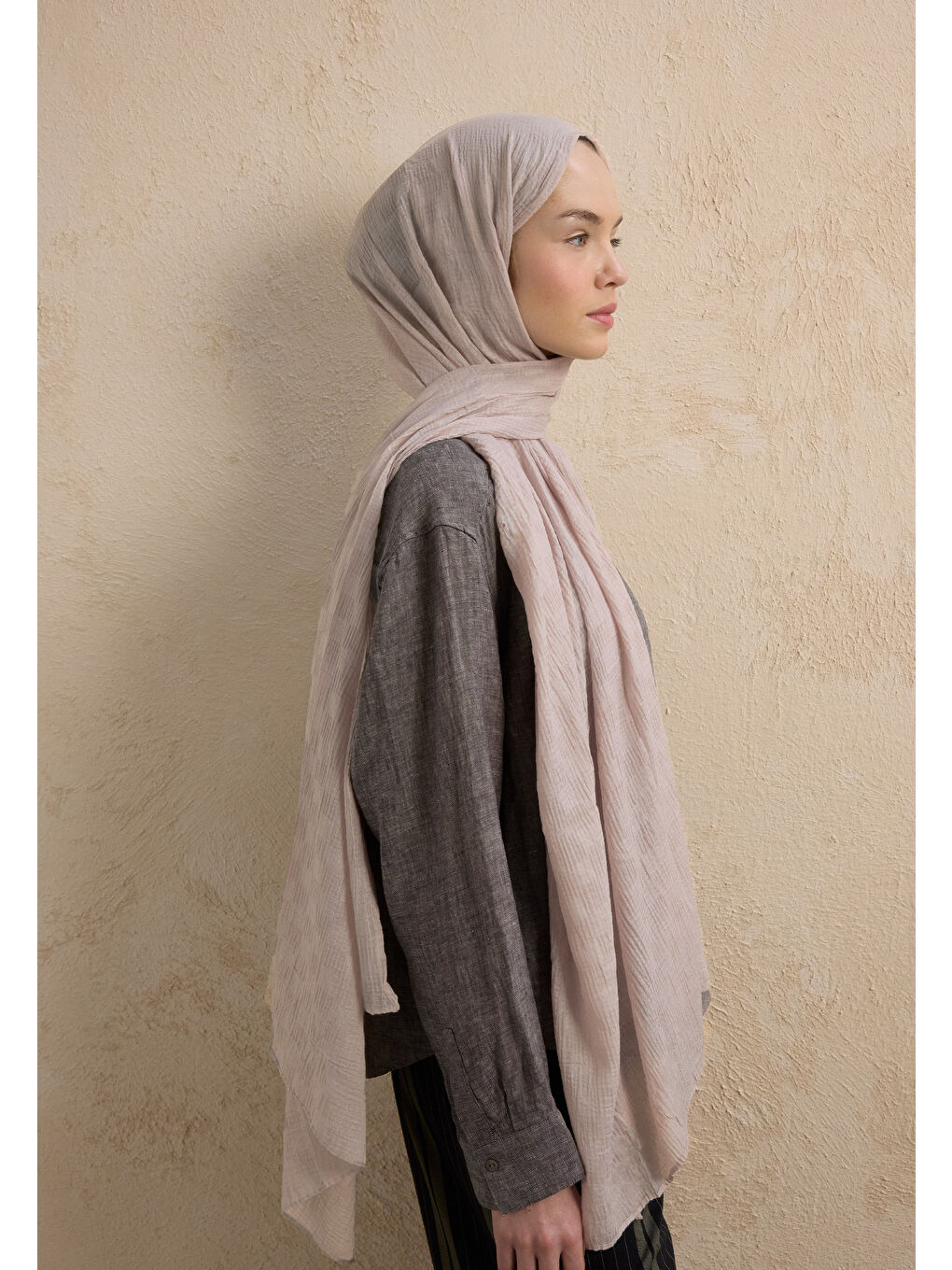 Modal Damalı Şal Sıcak Gri-2