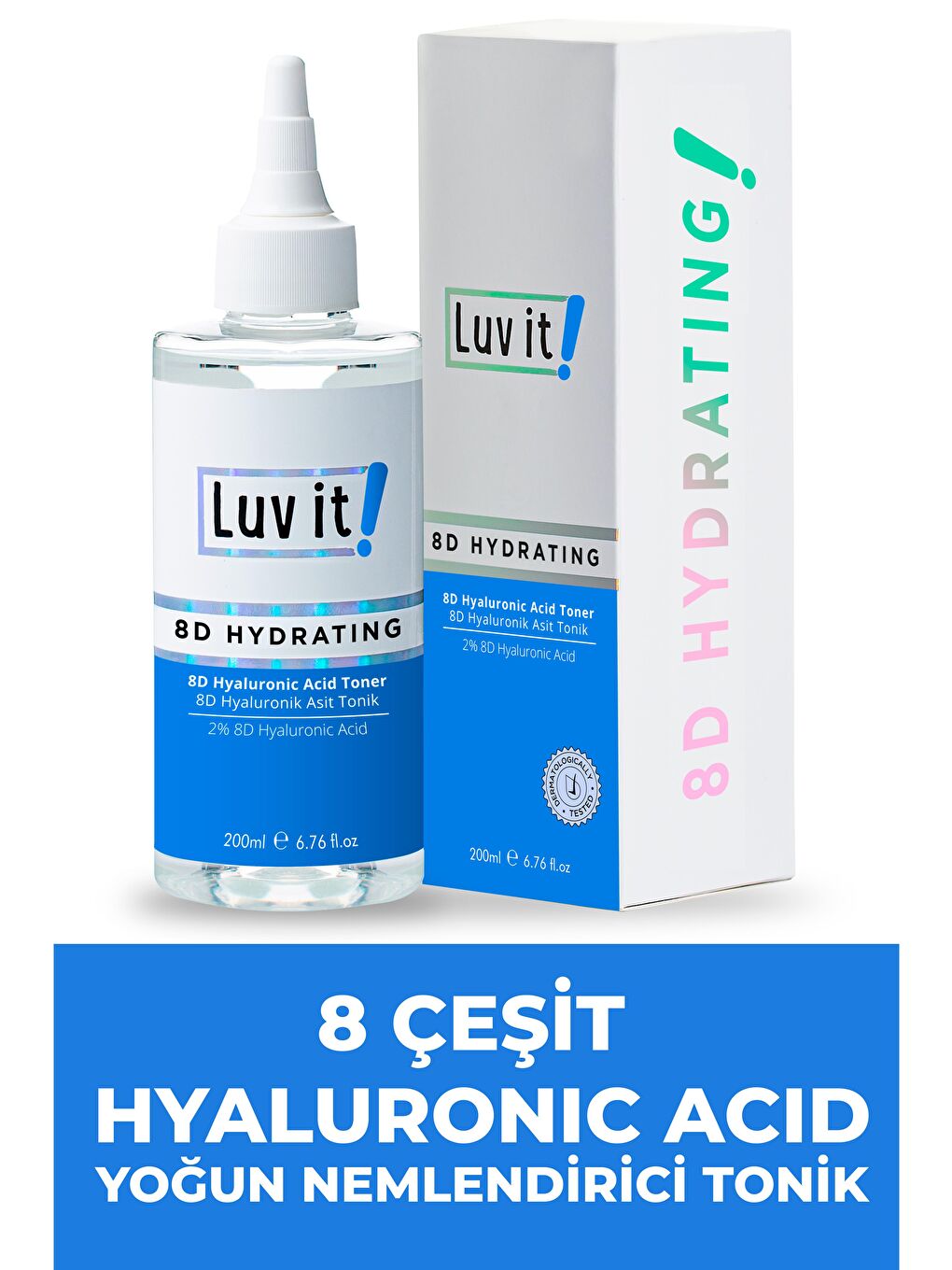 Luv it! Renksiz 8D Yoğun Nemlendirici Hyaluronik Asit Tonik 200ml