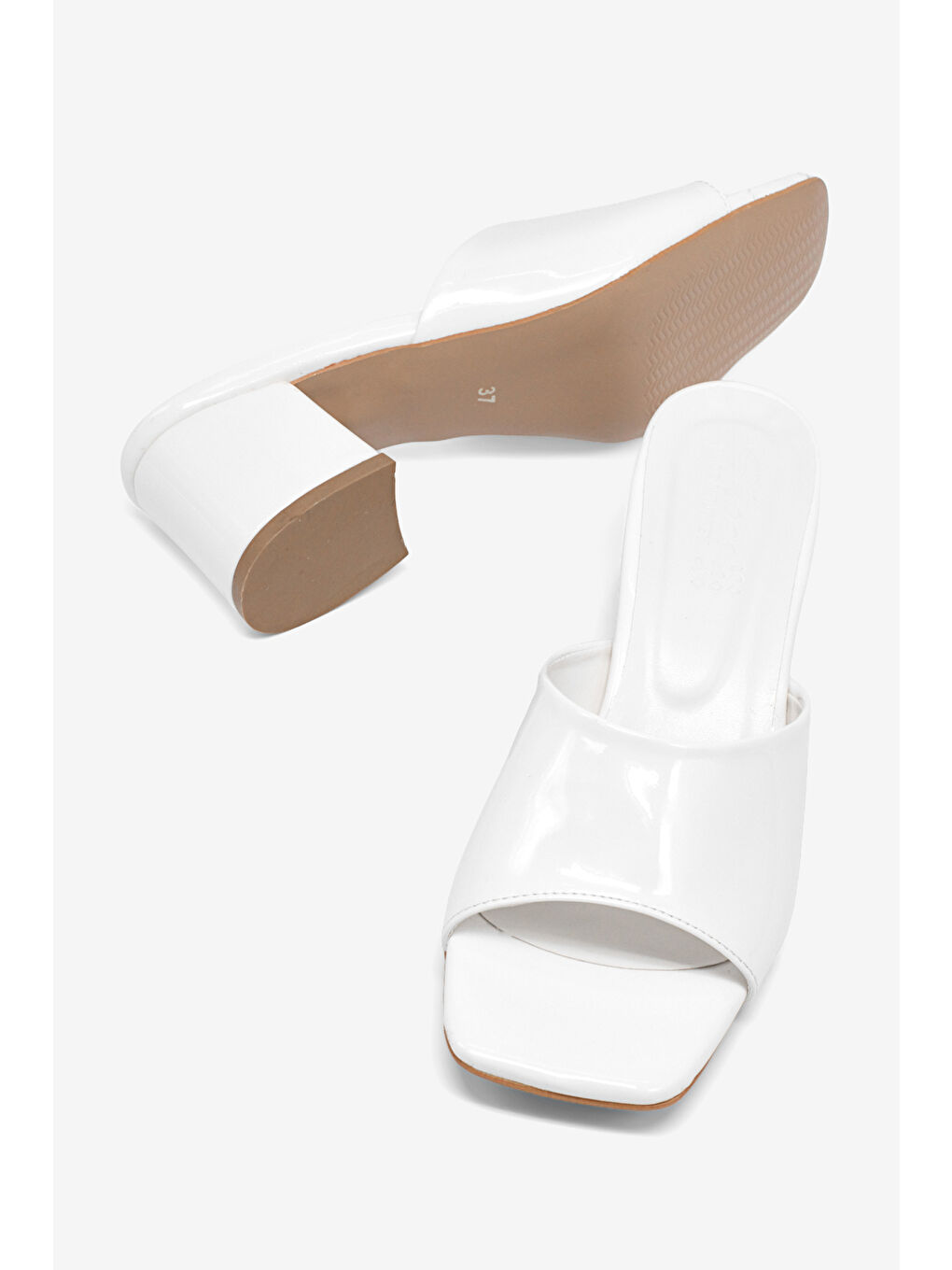 Kadın Beyaz Rahat Kalıp Topuklu Terlik-2