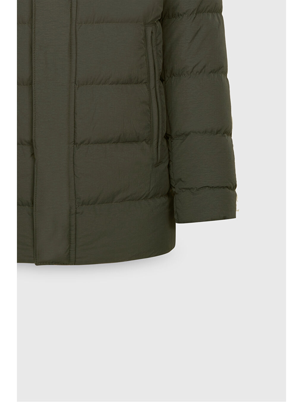 Erkek Haki Standart Fit Normal Kesim Çıkma Kapüşon Yaka Yan Cepli Mont-9